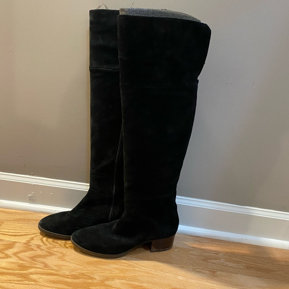 Tommy Hilfiger Tall Black Suede Over the Knee Boots Sz 10M